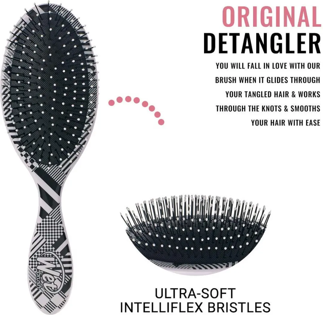 The Wet Brush Original Ontklitter - Diagonale Ruiten IntelliFlex - Zwart/Wit