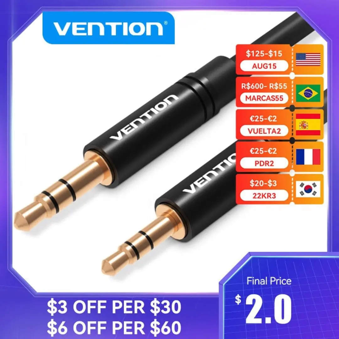 Vention BALBH Audiokabel 3,5mm TRRS - 2m - Zwart
