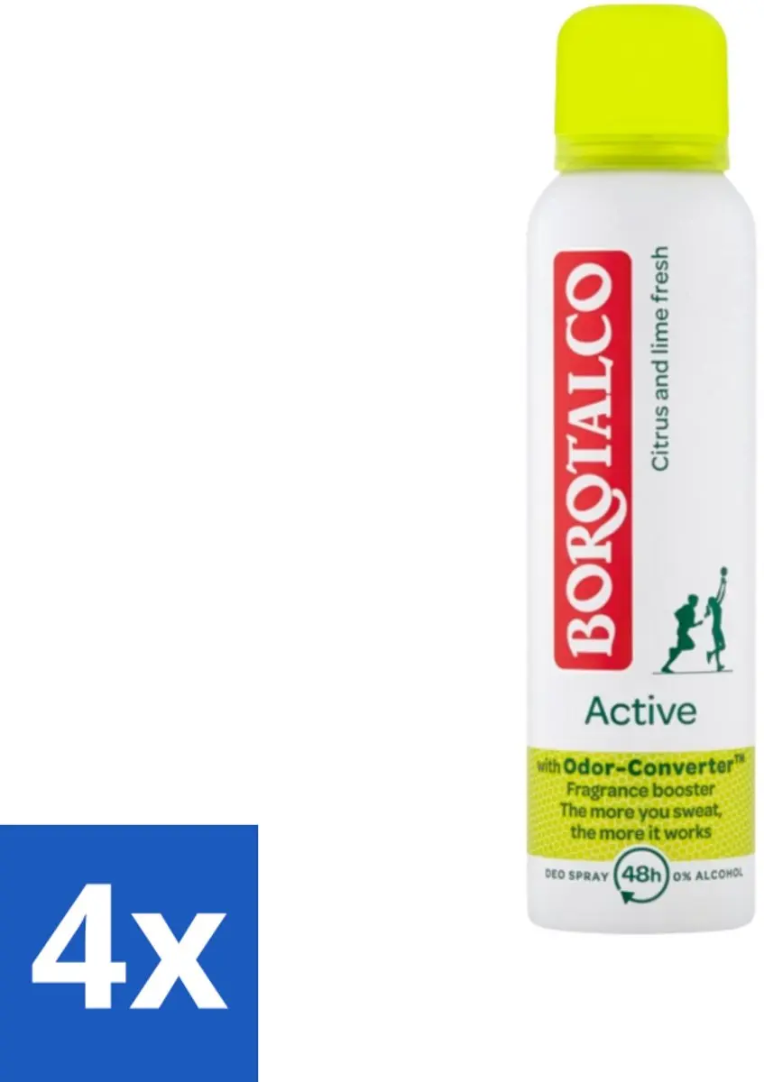 Borotalco Deodorant Spray Active Citrus & Lime Fresh 150ml - 4 Stuks