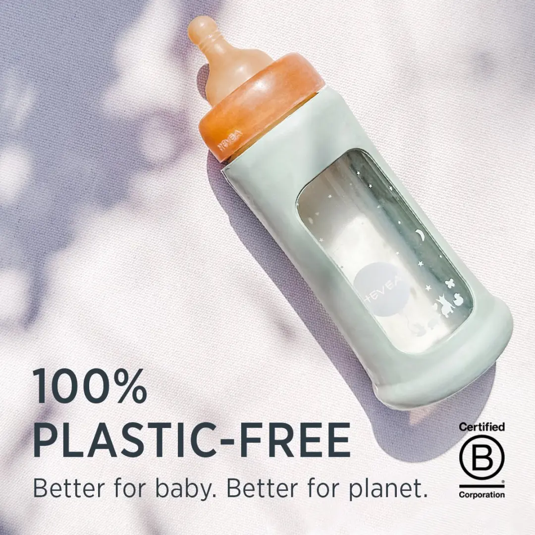 Hevea Wide Neck Babyfles 250ml - Seafoam Blue - 2 Stuks