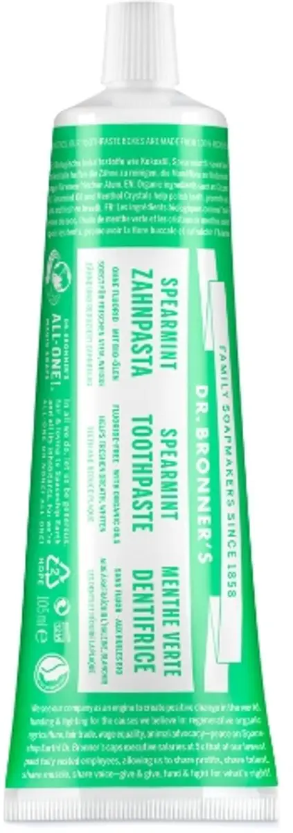Dr. Bronner's ALL-ONE Spearmint Tandpasta 105ml - afbeelding 5 van 5