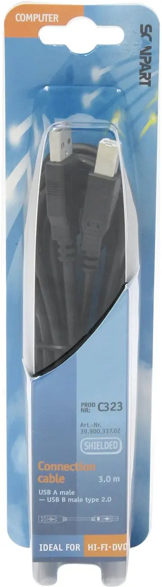 Scanpart USB Printerkabel 3m USB-A naar USB-B - Zwart