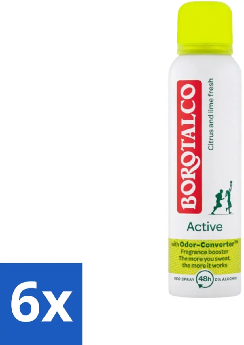 Borotalco Deodorant Spray Active Citrus & Lime Fresh 150ml - 6 Stuks