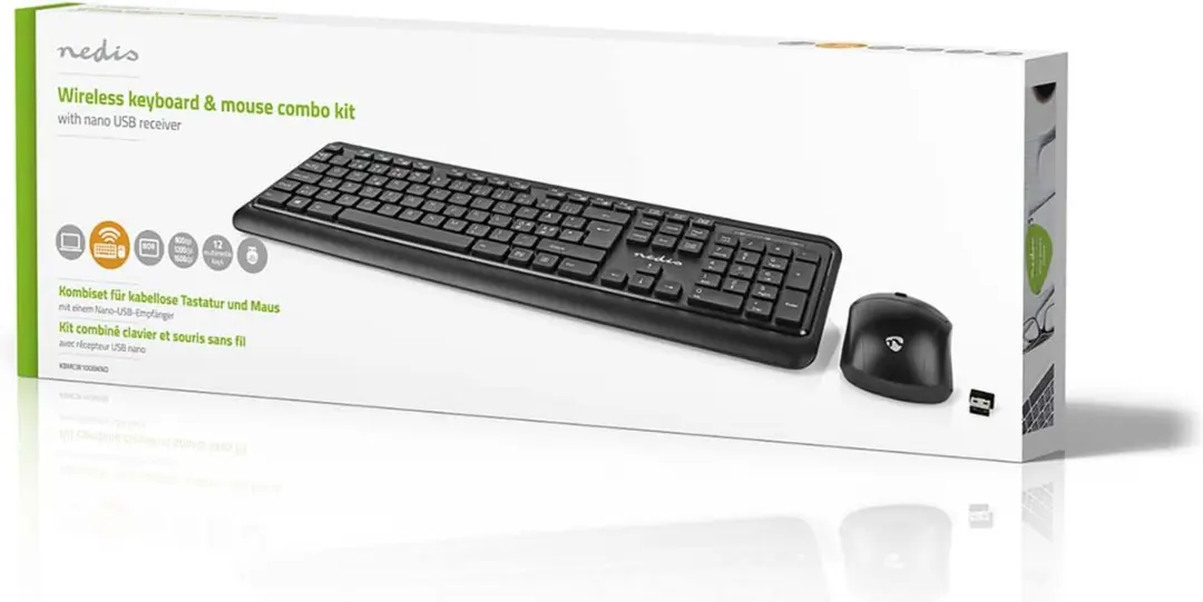 Nedis KBMCW100BKND Draadloze Muis & Toetsenbordset - 1600dpi - Zwart - afbeelding 6 van 6