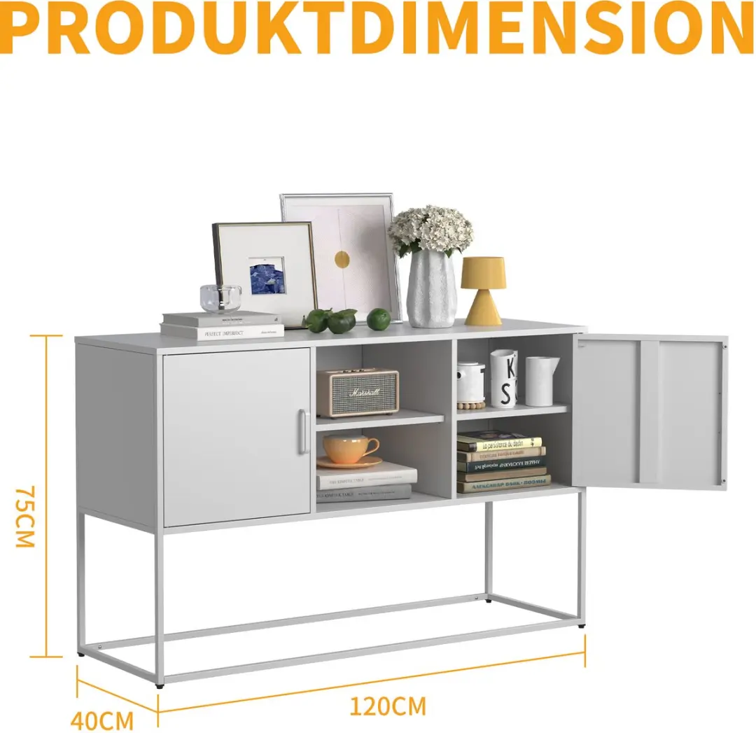 ECTEATOY Commode Dressoir 120x40x75cm - 6 Vakken - Wit