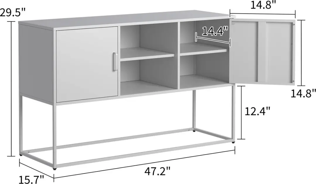 ECTEATOY Commode Dressoir 120x40x75cm - 6 Vakken - Wit