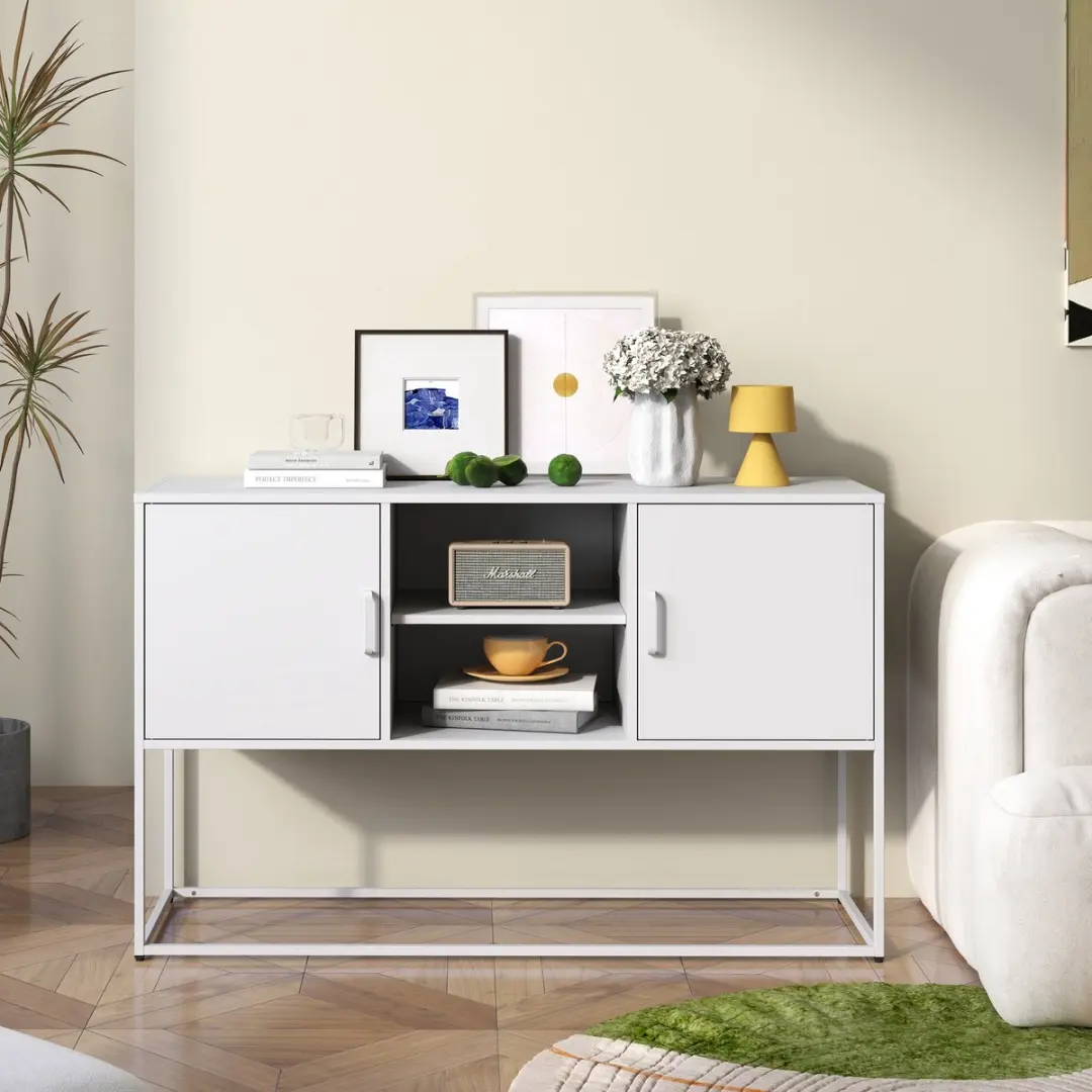 ECTEATOY Commode Dressoir 120x40x75cm - 6 Vakken - Wit