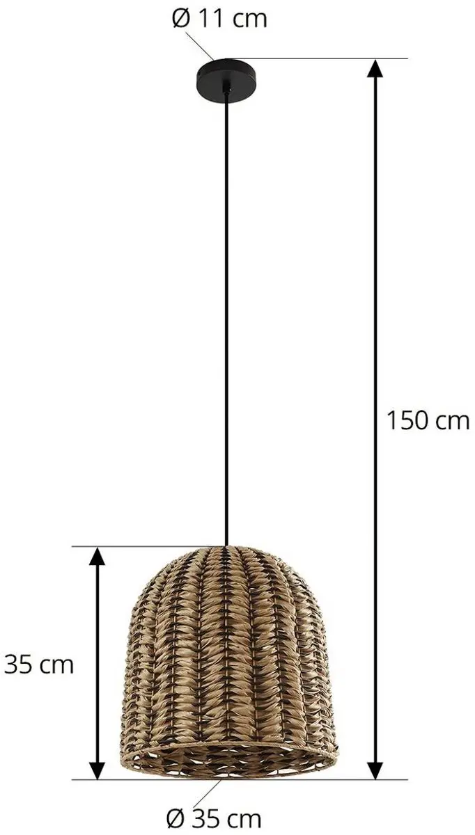 Lindby Hanglamp Buiten 1 Licht E27 - 35cm Licht Hout/Zwart