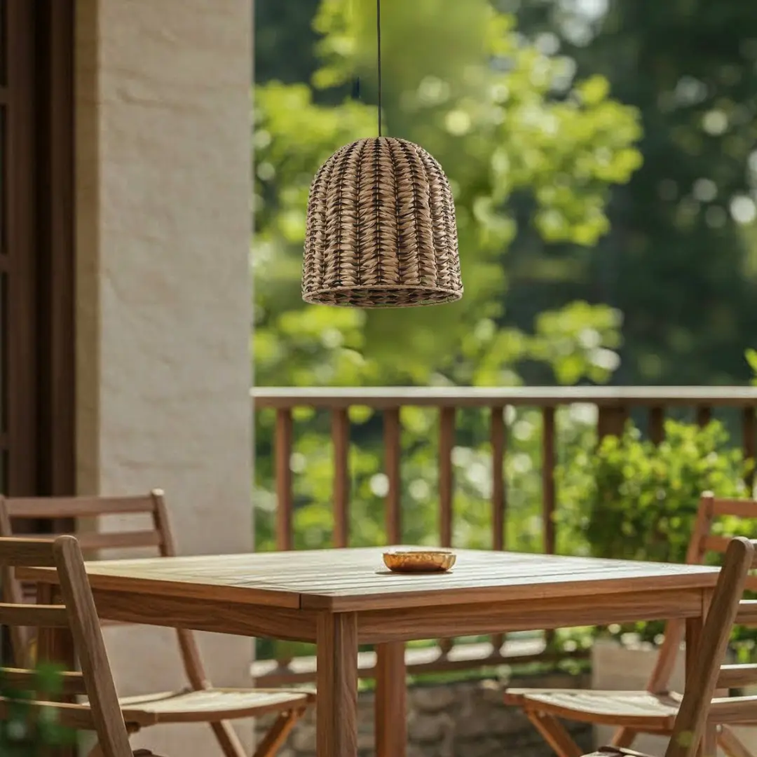 Lindby Hanglamp Buiten 1 Licht E27 - 35cm Licht Hout/Zwart