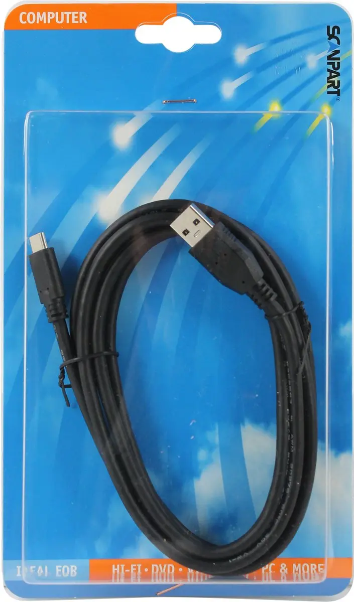 Scanpart USB-C Kabel 2m - 10Gbps - USB-A naar USB-C - Zwart