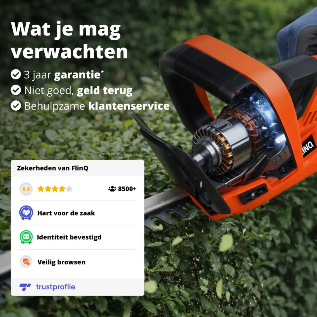 FlinQ Accu Heggenschaar 50cm - 180° Draaibaar - 65Mn Staal - afbeelding 6 van 6