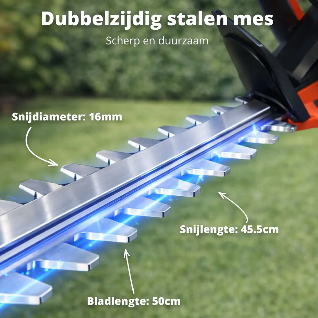 FlinQ Accu Heggenschaar 50cm - 180° Draaibaar - 65Mn Staal