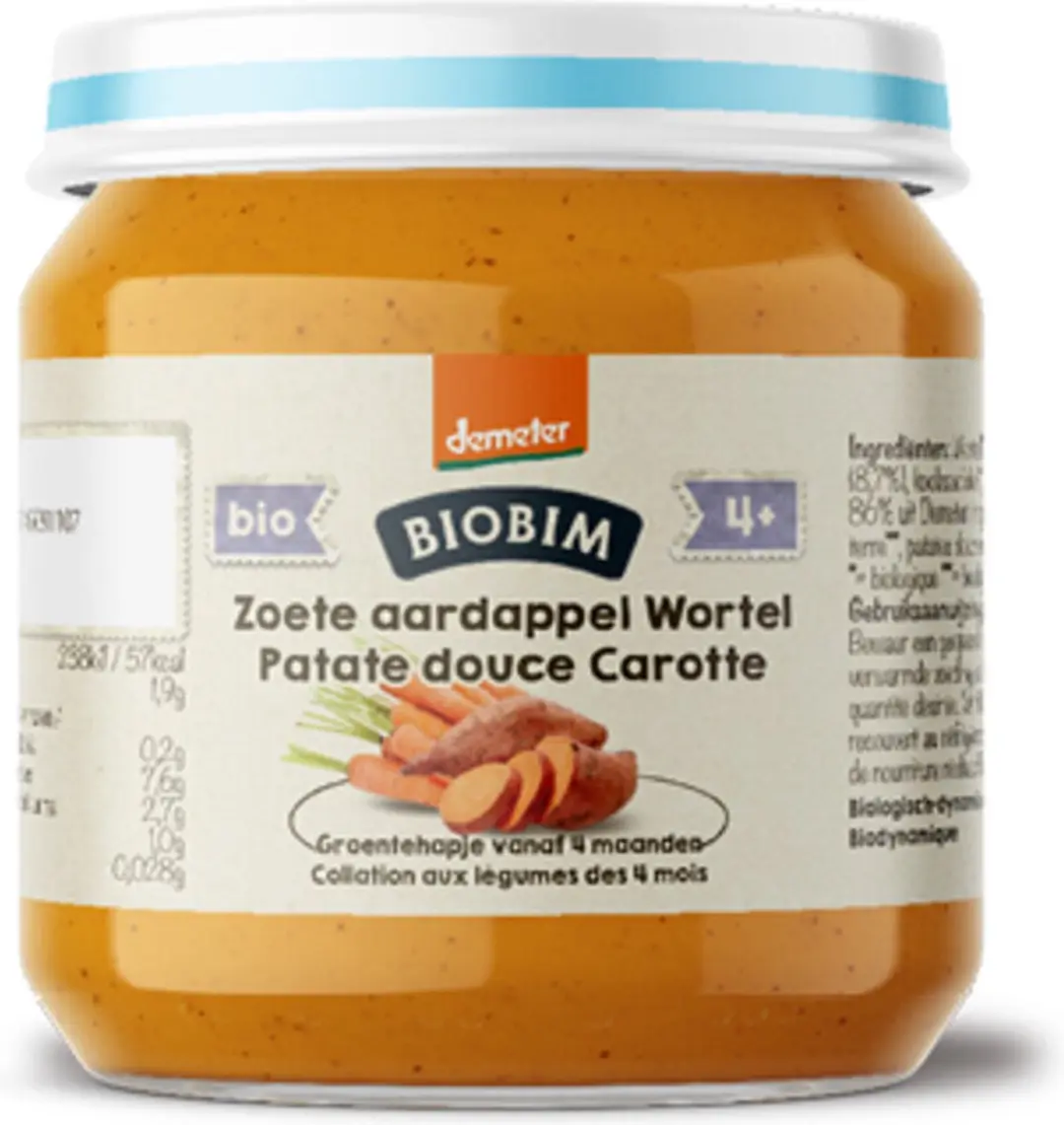 Biobim Groentehapje Zoete Aardappel & Wortel 125g - 6x