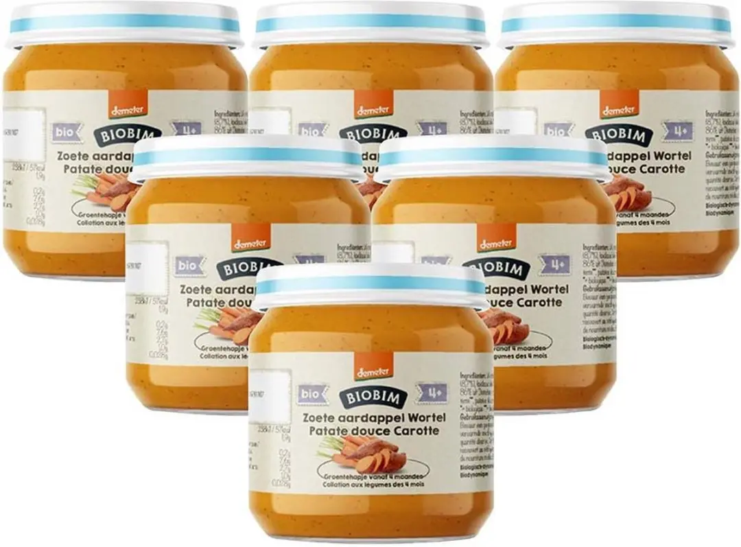 Biobim Groentehapje Zoete Aardappel & Wortel 125g - 6x