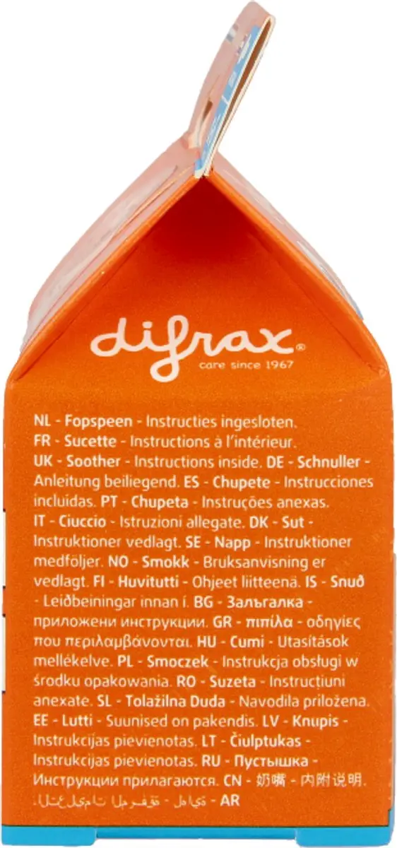 Difrax Fopspeen 0-6 maanden - Oranje