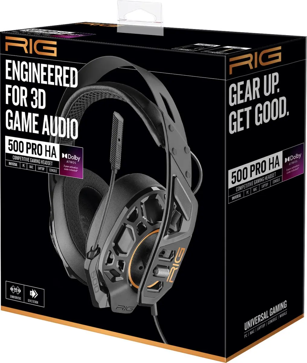 Nacon RIG 500 Pro HA G2 Gaming Headset - 50mm Drivers - Zwart/Koper