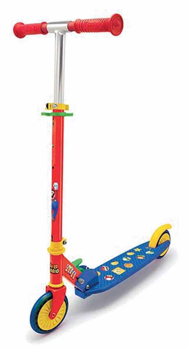 Smoby Super Mario Plooibare Scooter - Stuur verstelbaar - 50kg - Blauw/Rood/Geel - afbeelding 6 van 6
