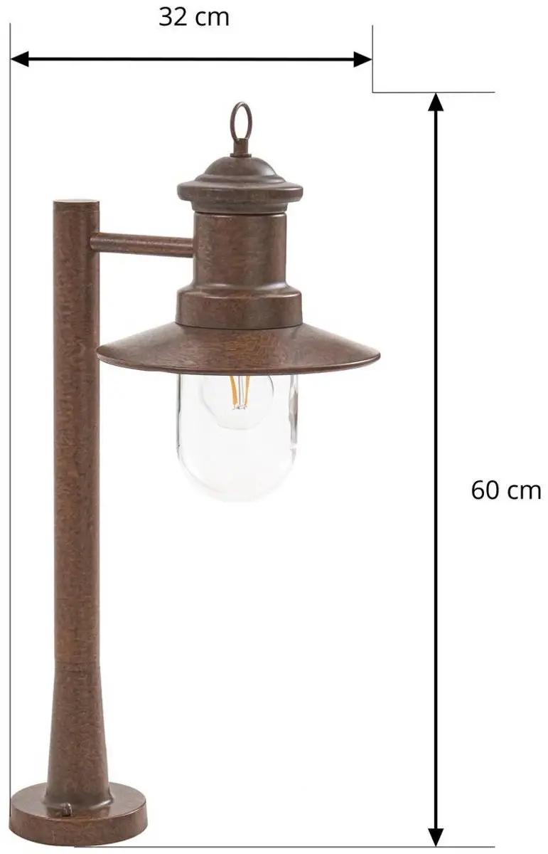 Lindby Tuinpadverlichting Staal Glas E27 - 60cm - Roestkleurig