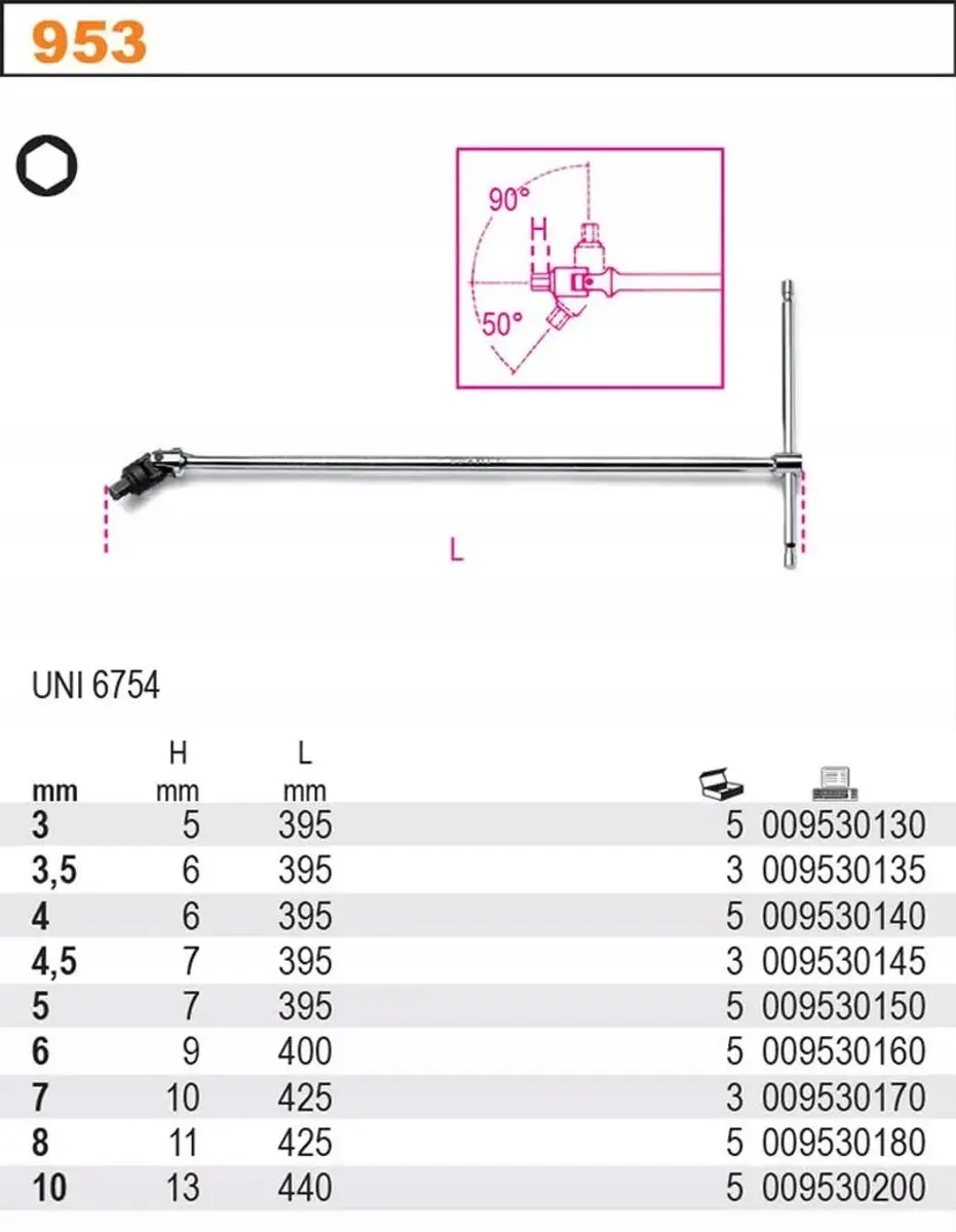 Beta T-sleutel met inbussleutel 5mm