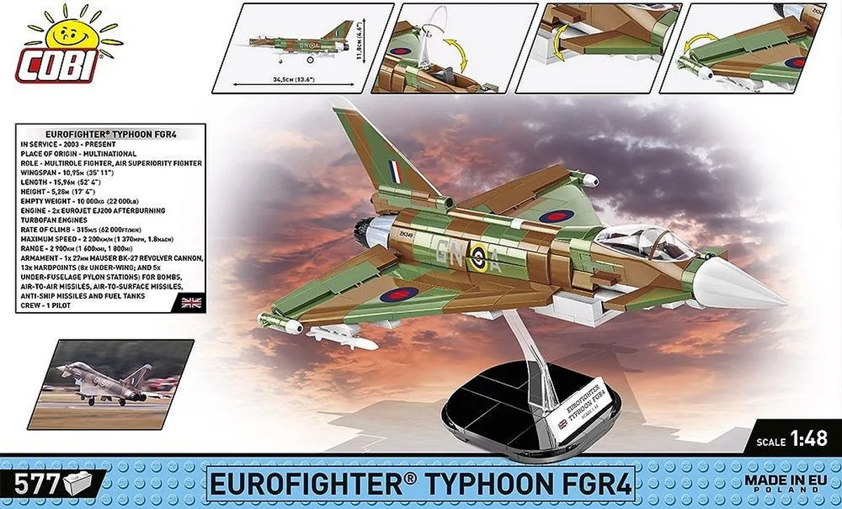 Cobi Raf Typhoon FGR4 COBI-5843 - 577 Onderdelen - Meerkleurig - afbeelding 6 van 6