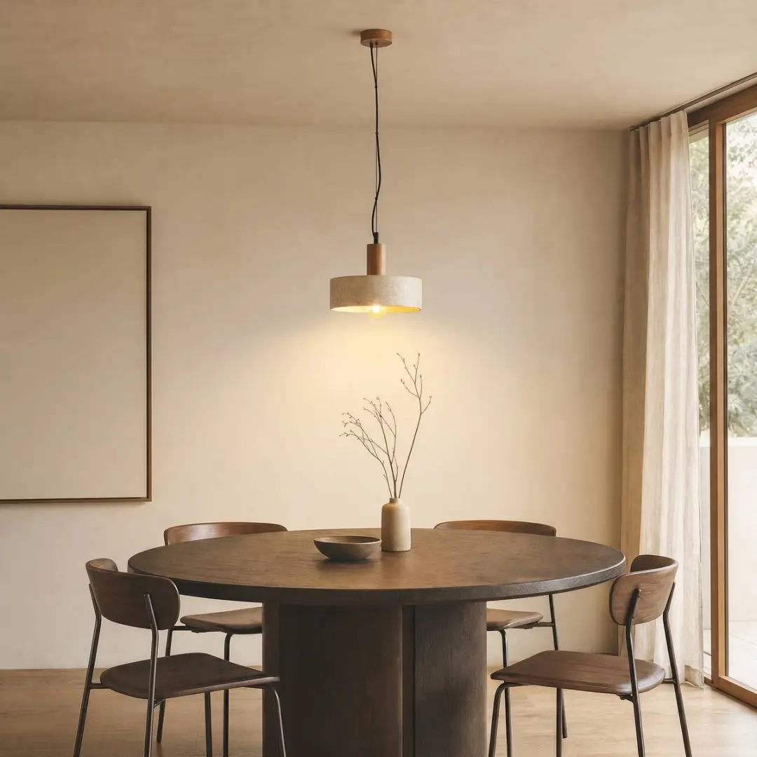 Lucande Hanglamp Walnoothout Beton 1 Licht - Ø27cm