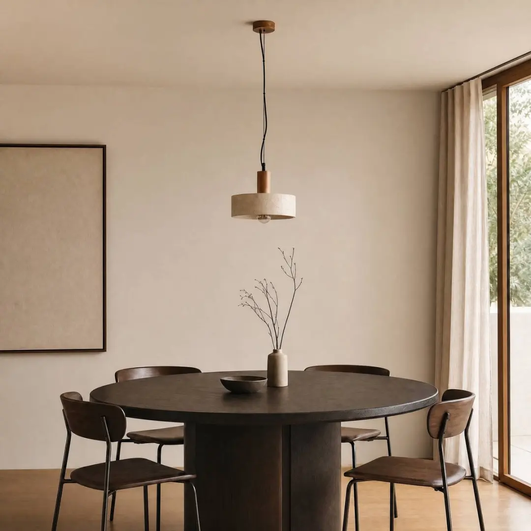Lucande Hanglamp Walnoothout Beton 1 Licht - Ø27cm