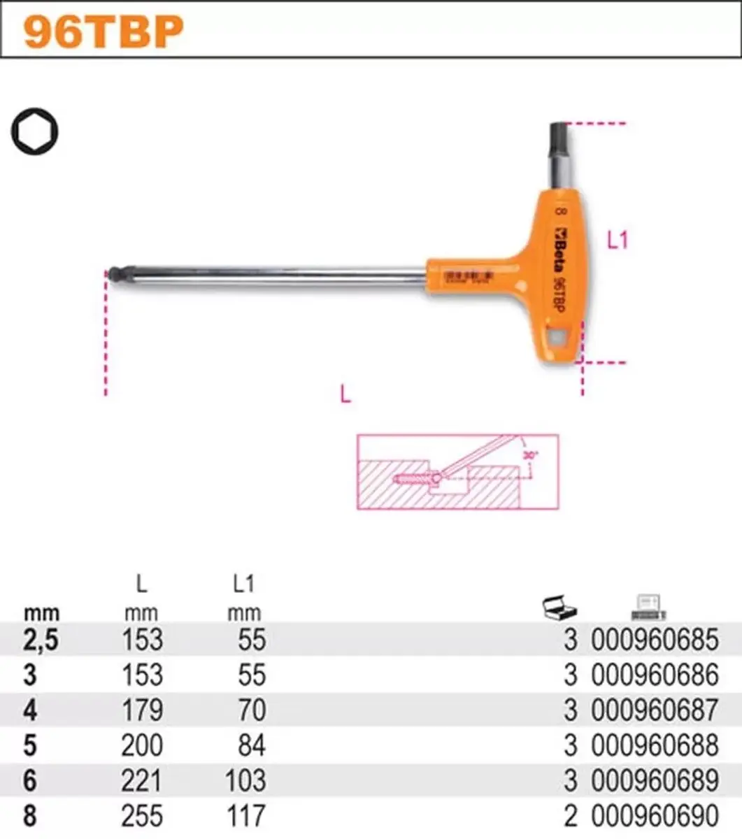 Beta Inbussleutel Kogelkop 2.5mm - 1 Stuk