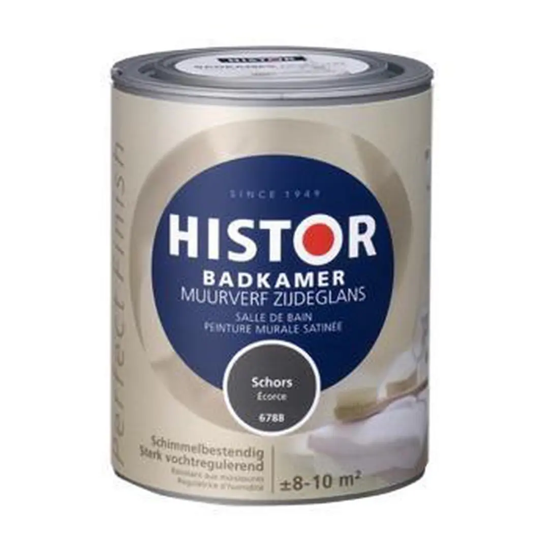 Histor Perfect Finish Badkamer Muurverf Zijdeglans 1L - Grijs
