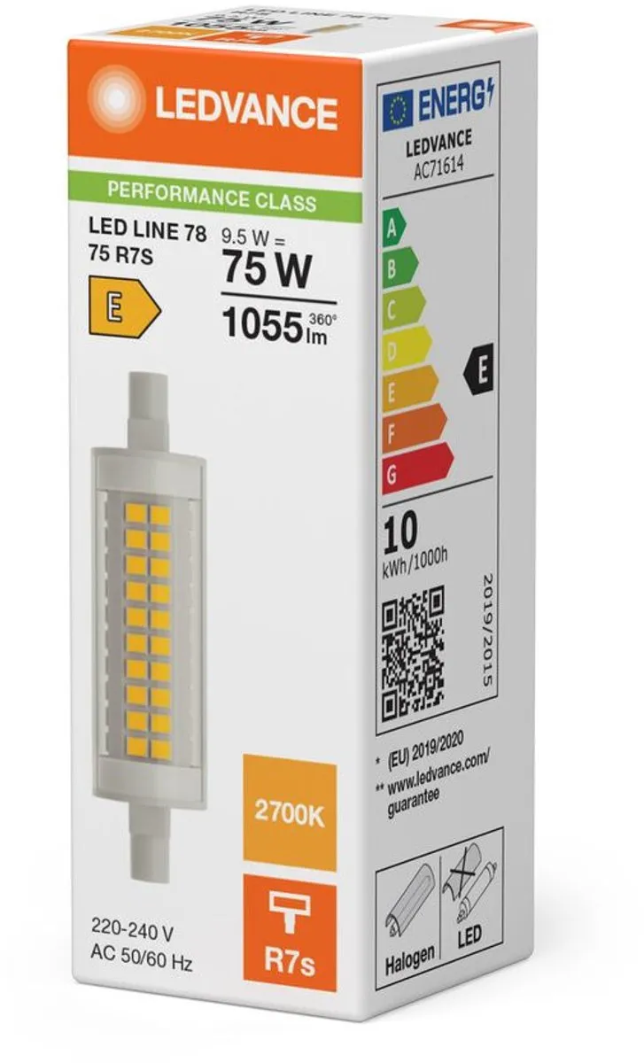 LEDVANCE Slim Line R7s 9.5W 1055lm - Zeer Warm Wit