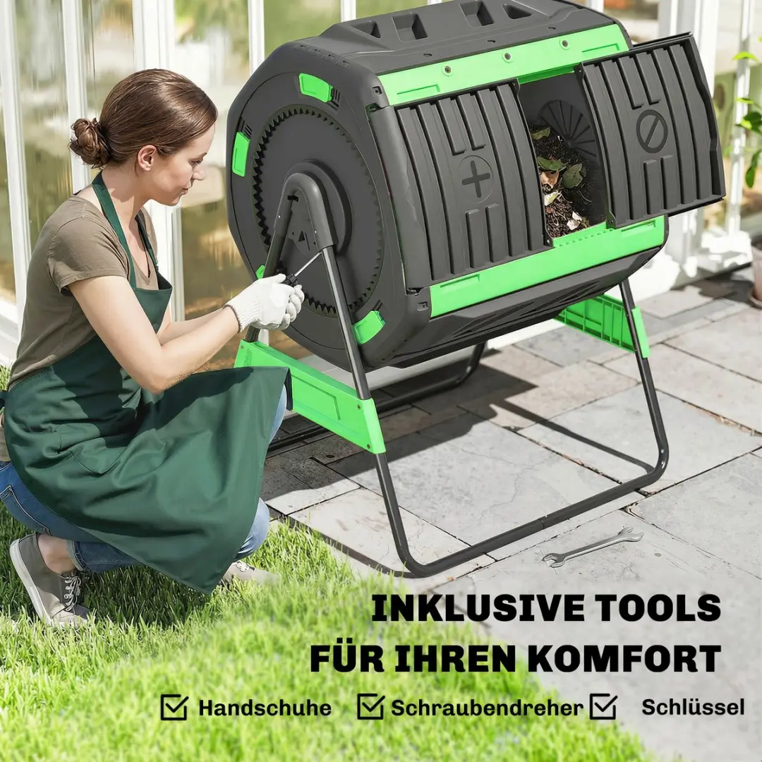Outsunny Buiten Compostbak 200L Groen - 2 Vakken