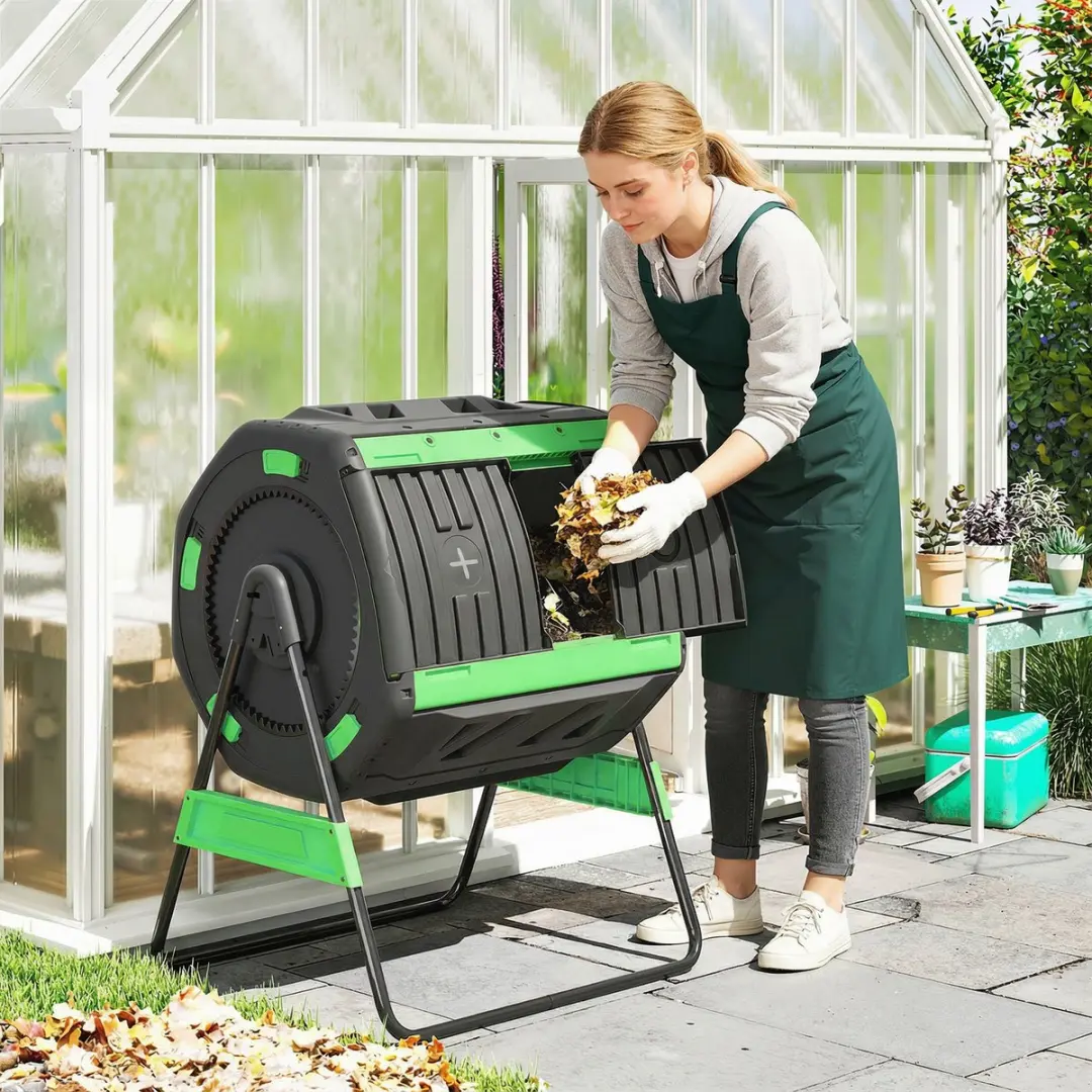 Outsunny Buiten Compostbak 200L Groen - 2 Vakken
