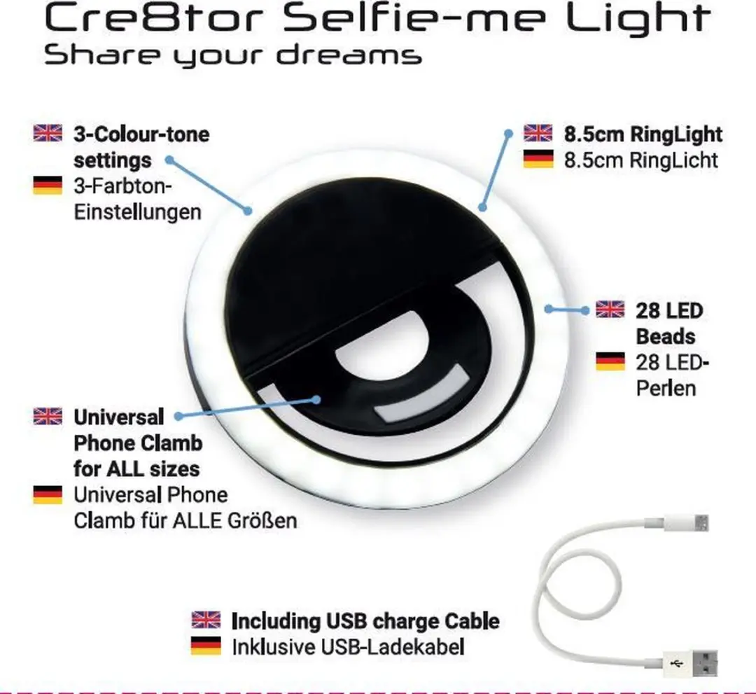 PRO-MOUNTS Cre8tor Mobile Light - Smartphonehouder Zwart