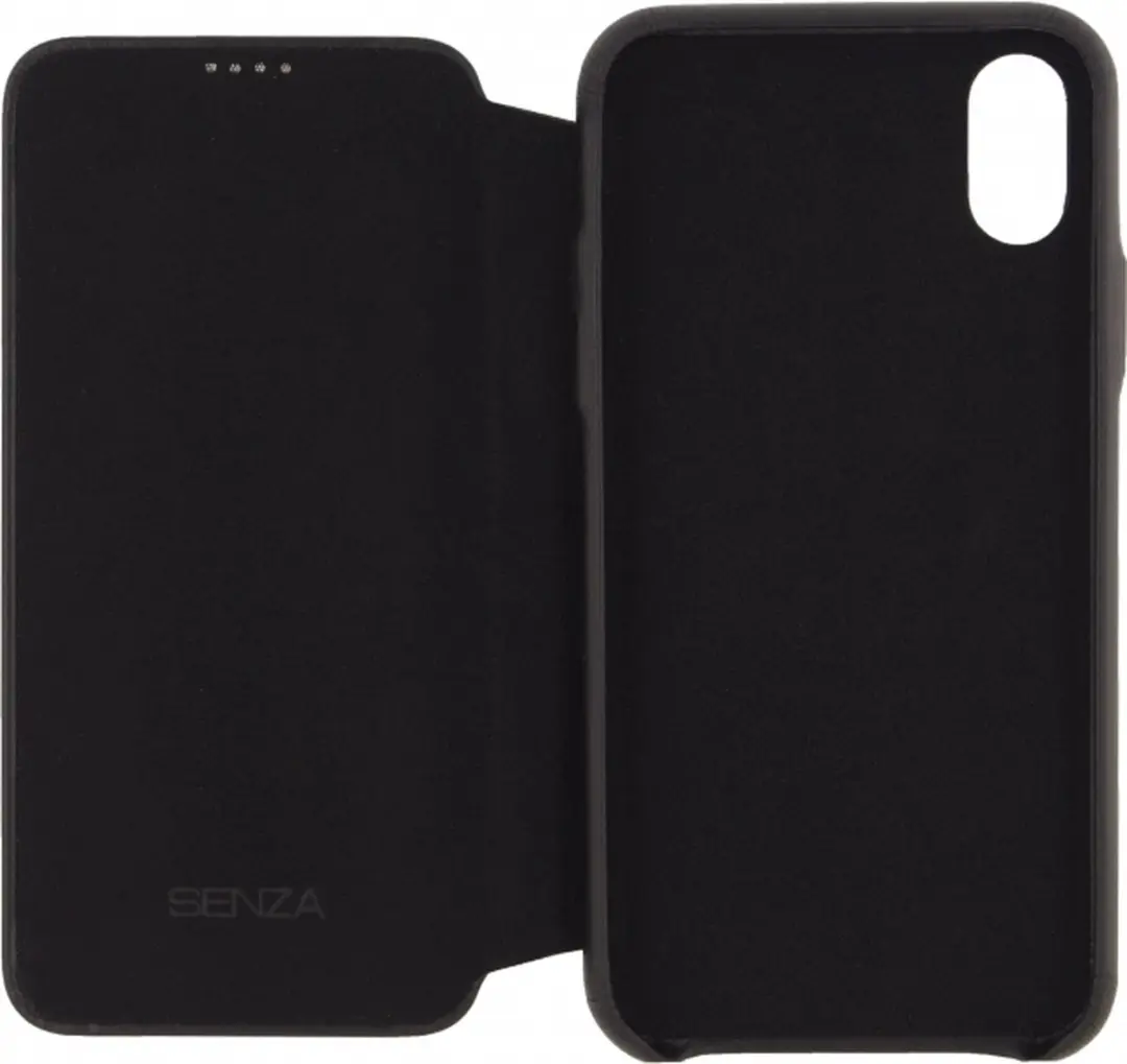 Senza Pure Skinny Leather Booklet iPhone X - 3 Pasjes - Zwart