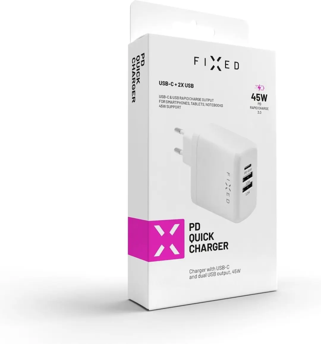 Fixed FIXC45-C2U-WH 45W USB-C Lader - 3 Outputs - Wit