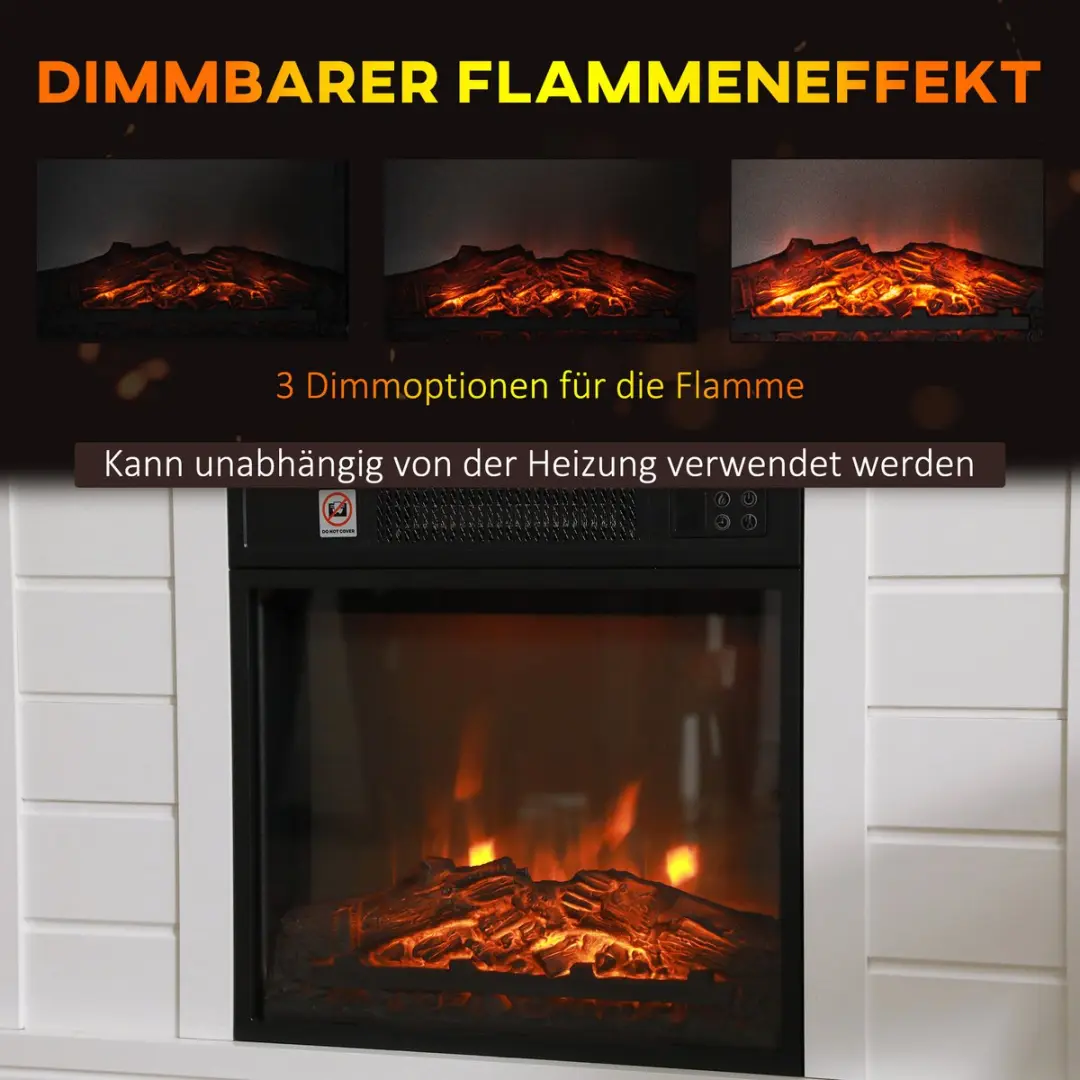 Homcom Elektrische Haard 1800W - 96,5x22x81,7cm Wit - afbeelding 4 van 6