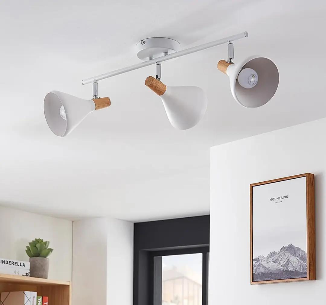 Lindby Buitenspot 3-licht Metaal Hout - E14 - Wit/Licht Hout