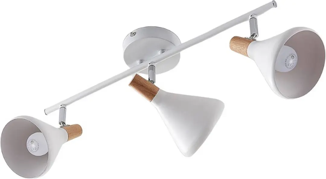 Lindby Buitenspot 3-licht Metaal Hout - E14 - Wit/Licht Hout