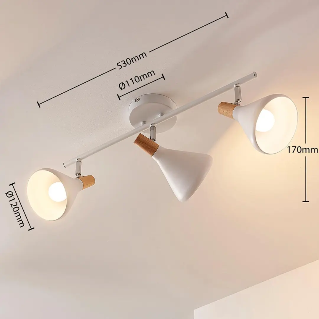 Lindby Buitenspot 3-licht Metaal Hout - E14 - Wit/Licht Hout