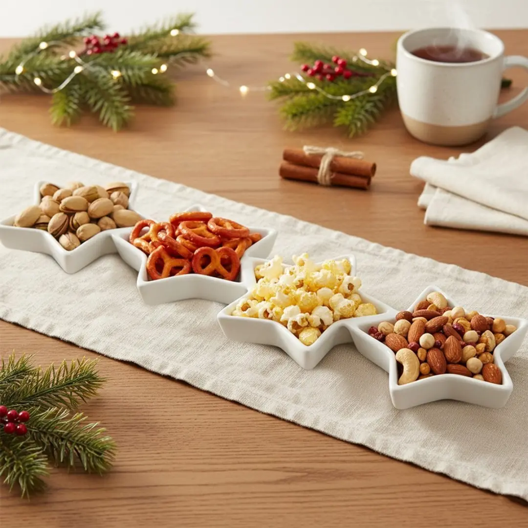 Excellent Houseware Stervormig Snackbord 30x8,5cm - Wit