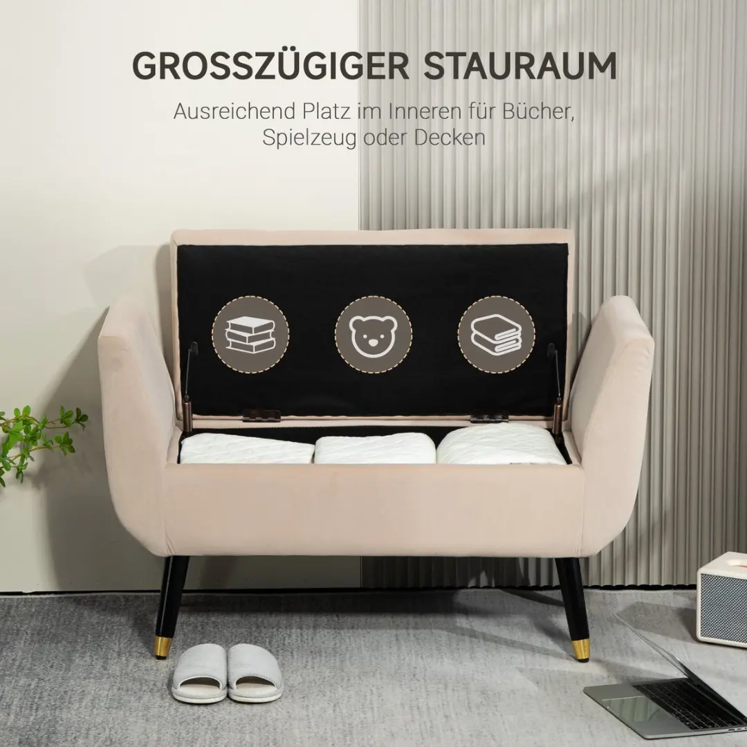 Homcom Sitzbank Beige - 107x42x65cm - afbeelding 4 van 6