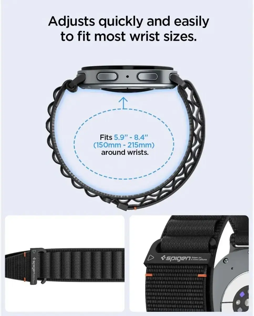Spigen WBF1 Bandje Zwart - Samsung Galaxy Watch 40/44/46mm - afbeelding 6 van 6