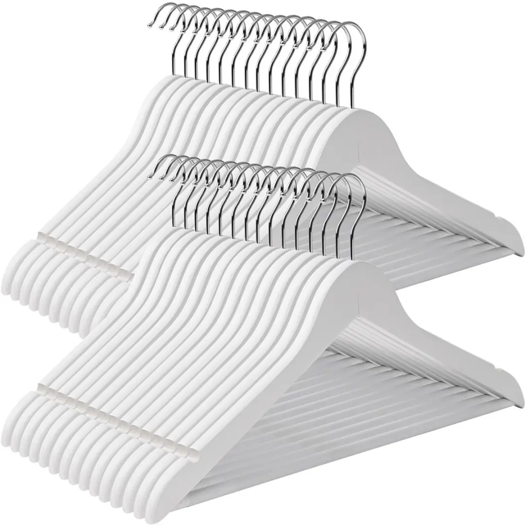 Songmics Massief Houten Kledinghangers 44,5x23cm Wit