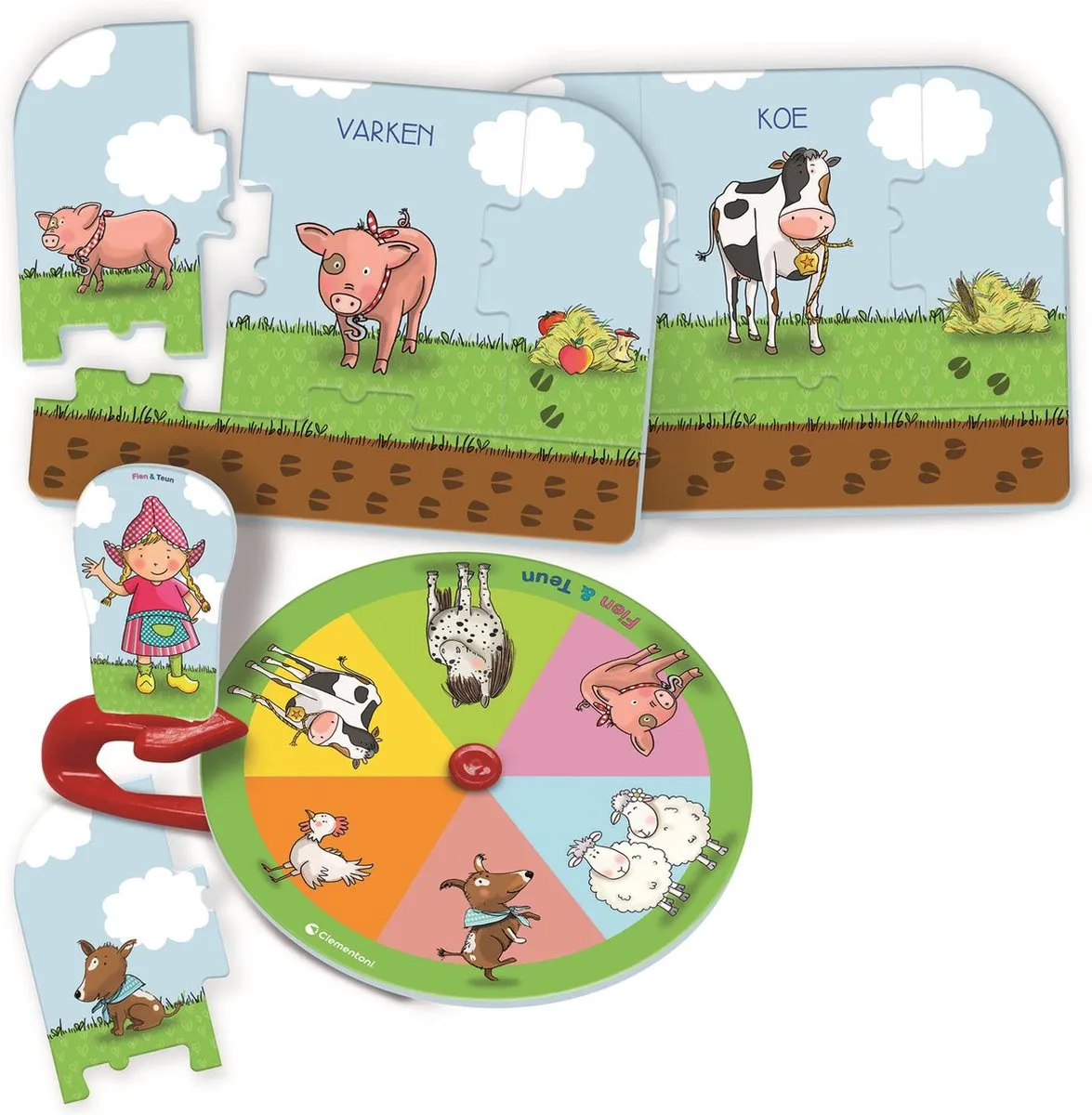 Clementoni Fien en Teun Puzzelspel Boerderij - Draaischijf - 3-5 jaar