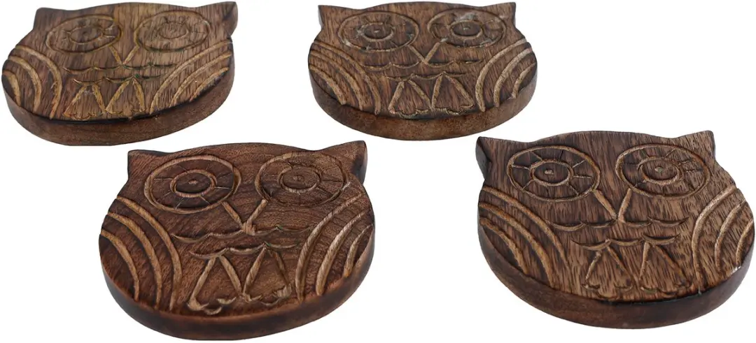 Van Manen Onderzetter Uil Mango Hout 10x10cm