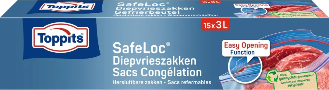 Toppits Safeloc Zip Diepvrieszakken 3L