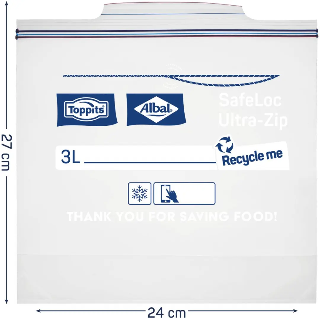 Toppits Safeloc Zip Diepvrieszakken 3L - 15 Stuks