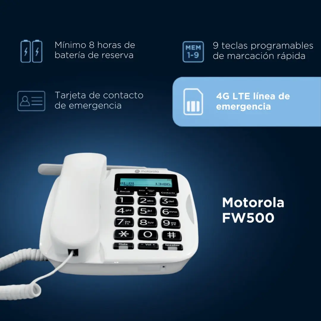 Motorola FW500 Bureautelefoon 4G LTE - Wit - afbeelding 6 van 6