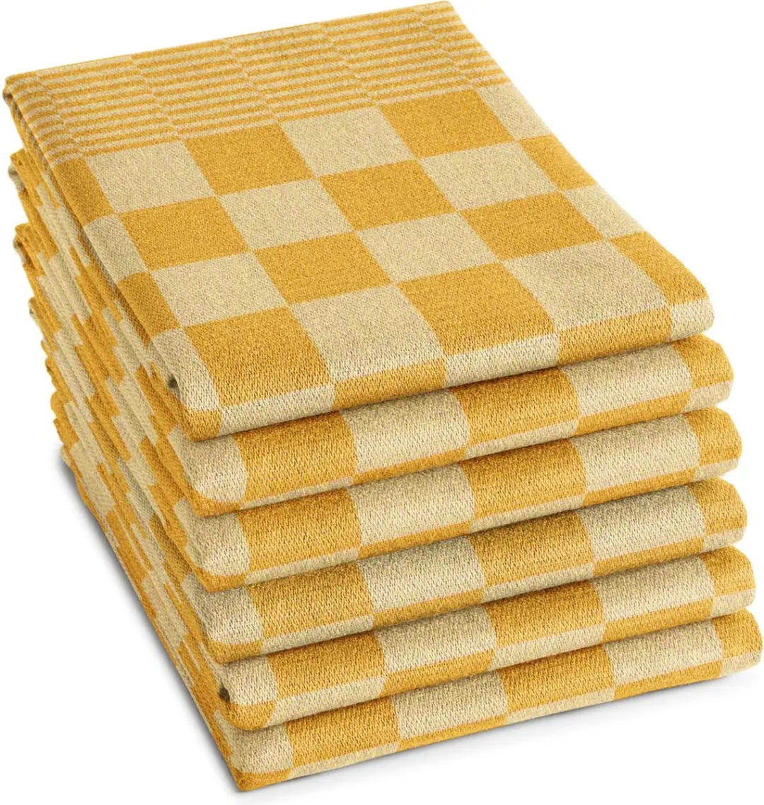 DDDDD Barbeque Theedoeken Set - 6 Stuks 65x65cm Okergeel
