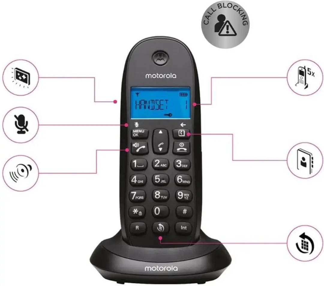Motorola C1001CBW+ DECT Telefoon - 3 Handsets - Zwart