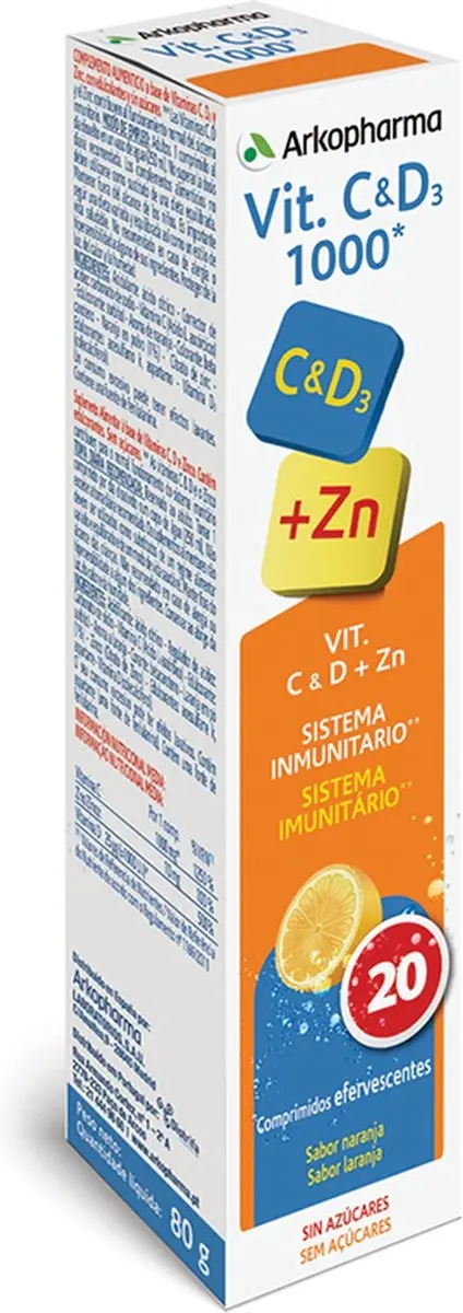 Arkopharma Vitamine C & D3 1000mg + Zink 20 Tabletten